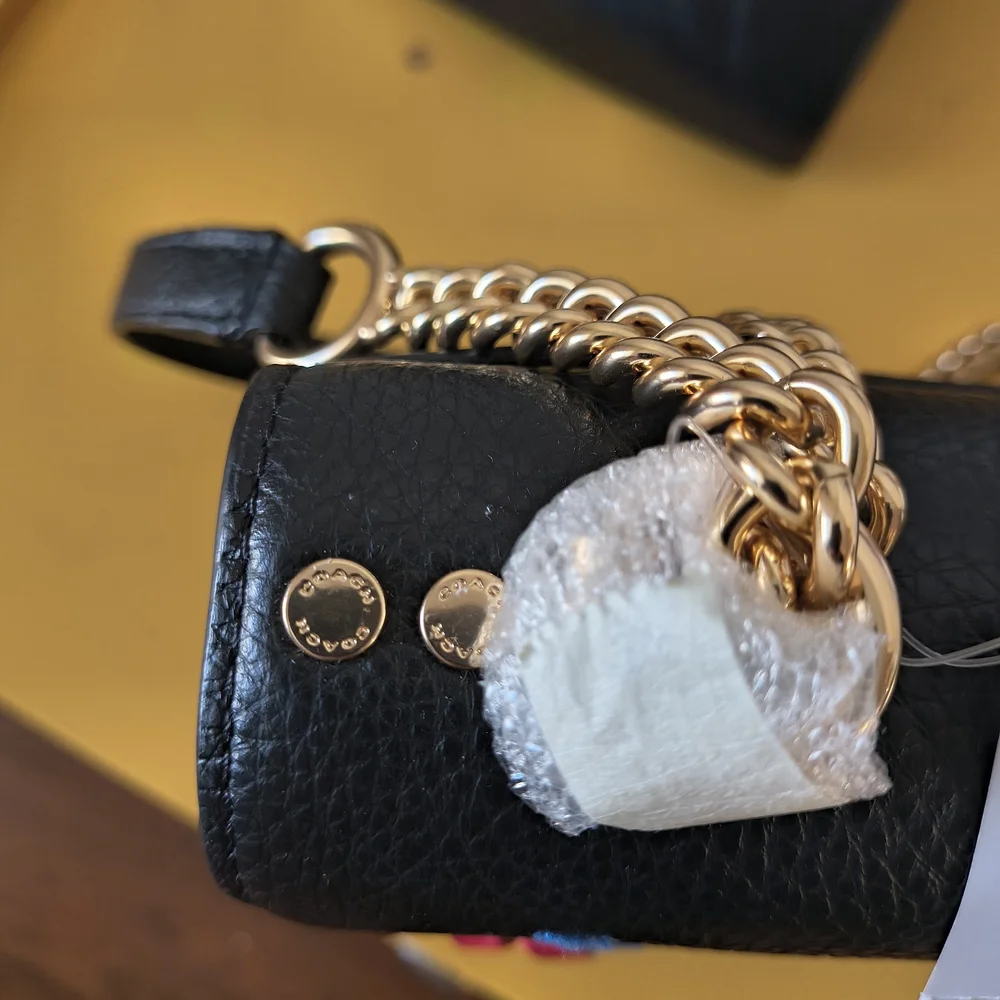 NWT COACH Klare Black Leather Crossbody Bag Embroidery Gold Hardware Medium Size - Picture 6 of 15